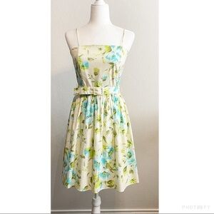 Tailor New York Mini Dress White Yellow Blue Floral Size 6
